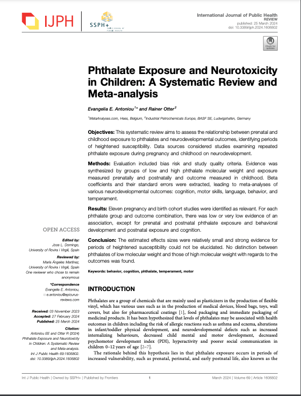 Phthalate Exposure and Neurotoxicity in Children: A Systematic Review and Meta-analysis